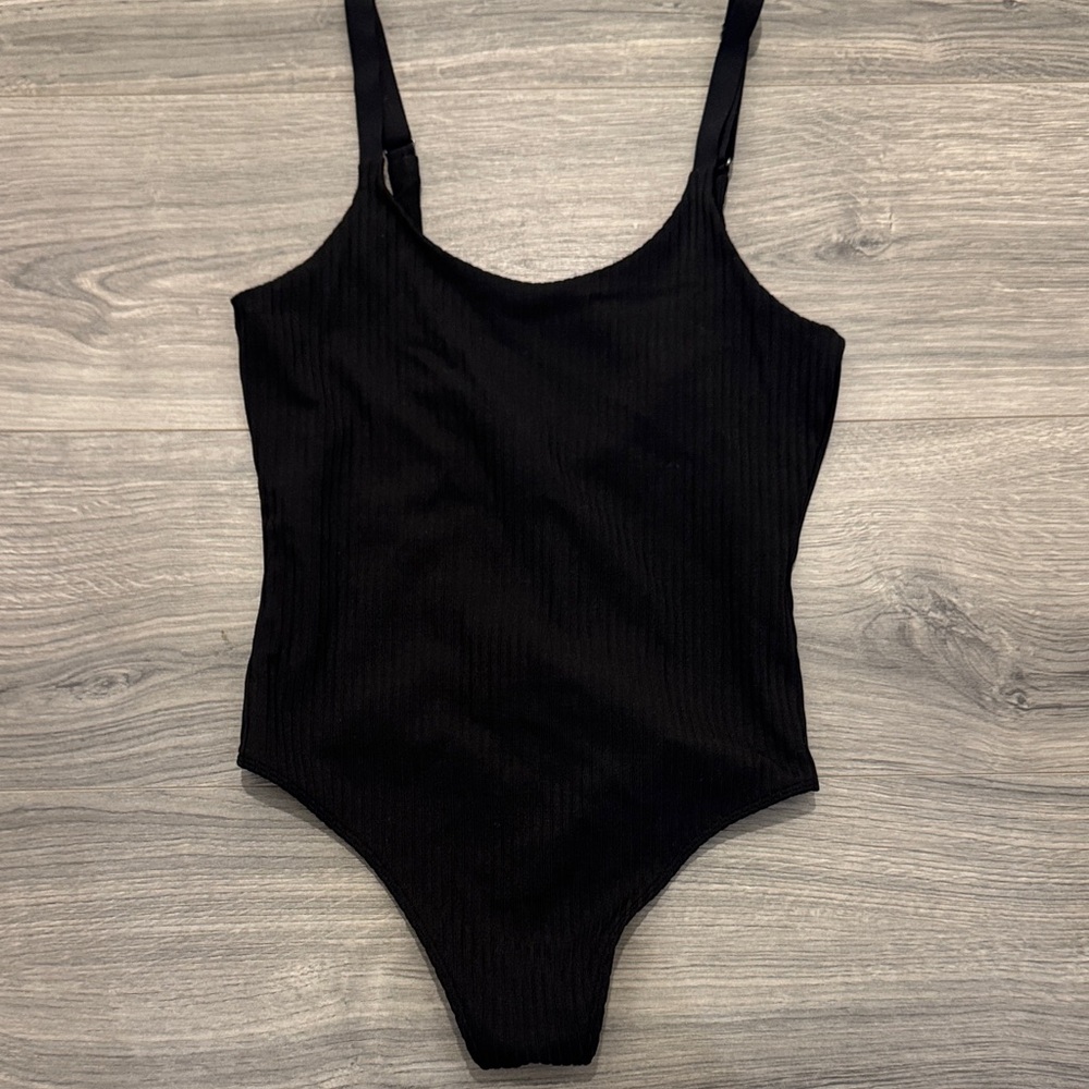 Victoria's Secret Black Ribbed Bodysuit